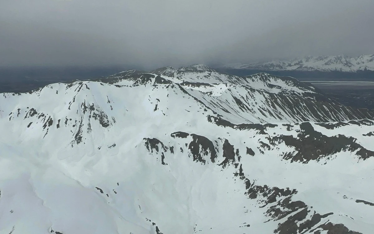 Rivers and tundra inside Denali National Park seen from a light aircraft